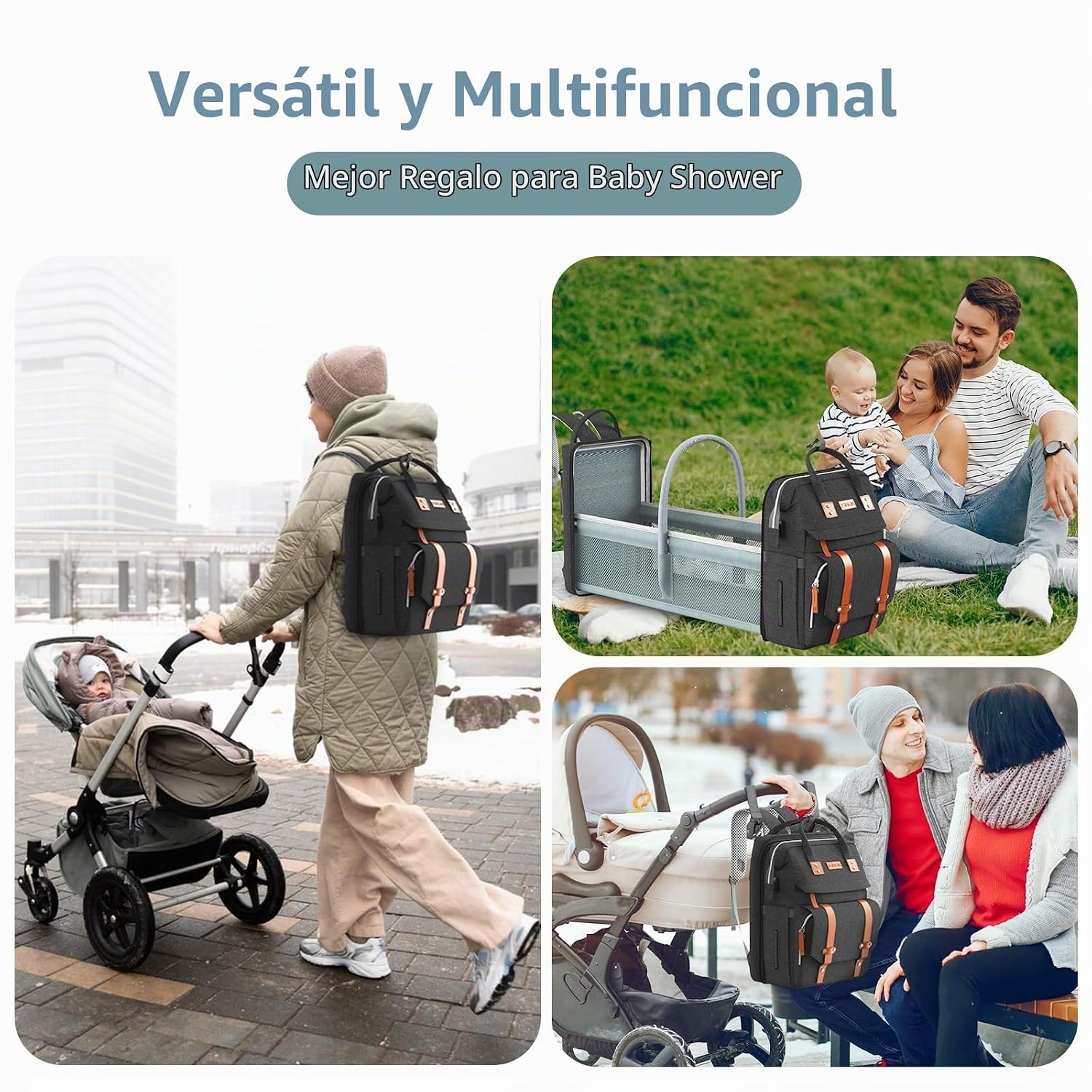 ISMGN Mochila para pañales con cambiador, bolsas de bebé para niños...
