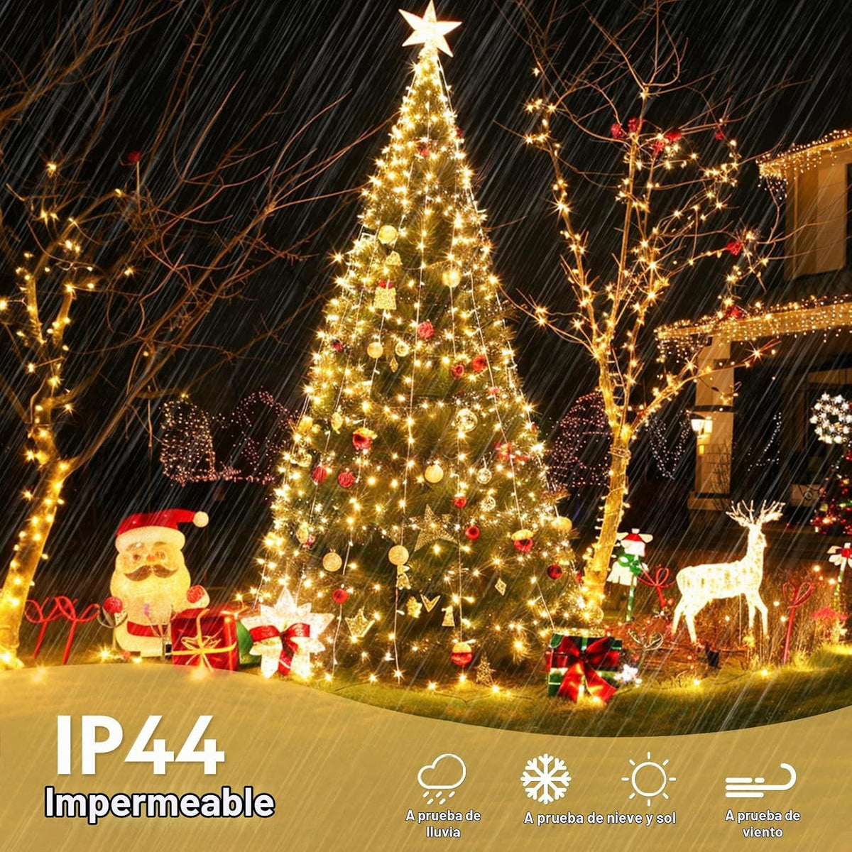 JMEXSUSS 400 luces LED de Navidad para exteriores, luces de cadena...