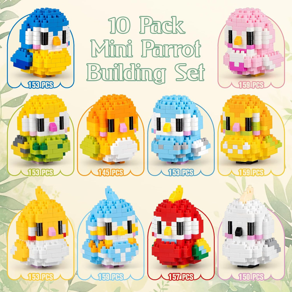IBLOTIME Micro Parrot Building Sets Pascua Paquete de 10 Mini Bird...
