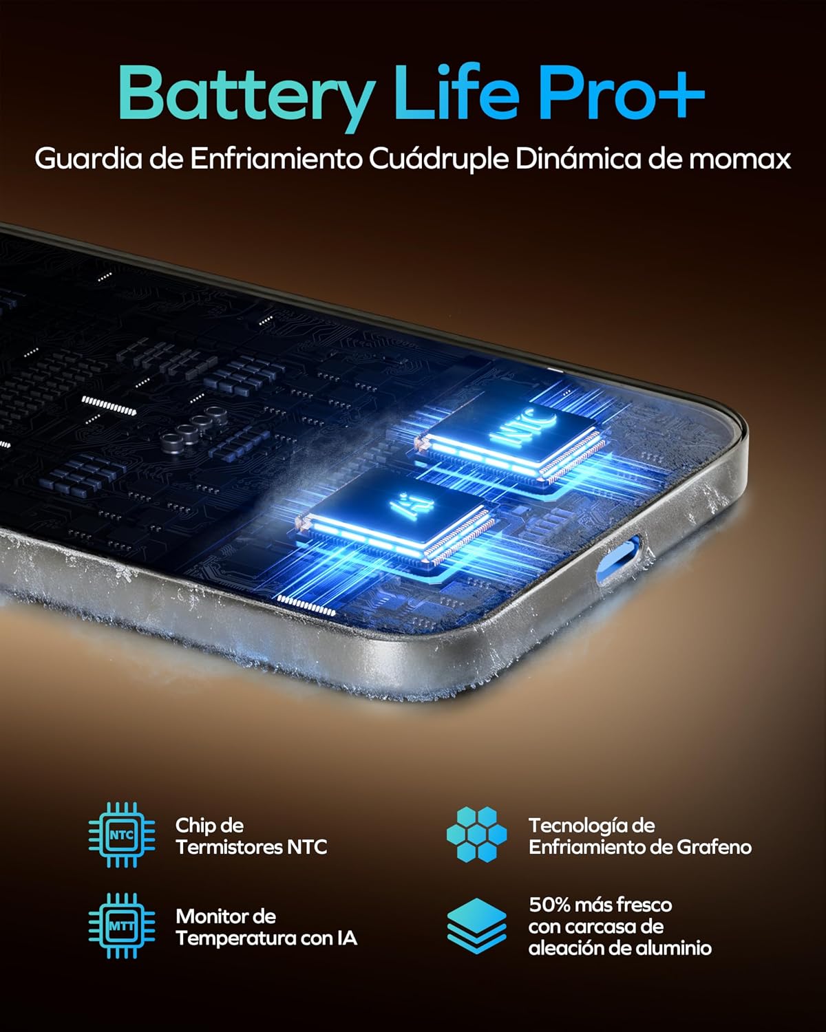 MOMAX Banco de energía magnético de 5000 mAh, ultra delgado de 0.3...