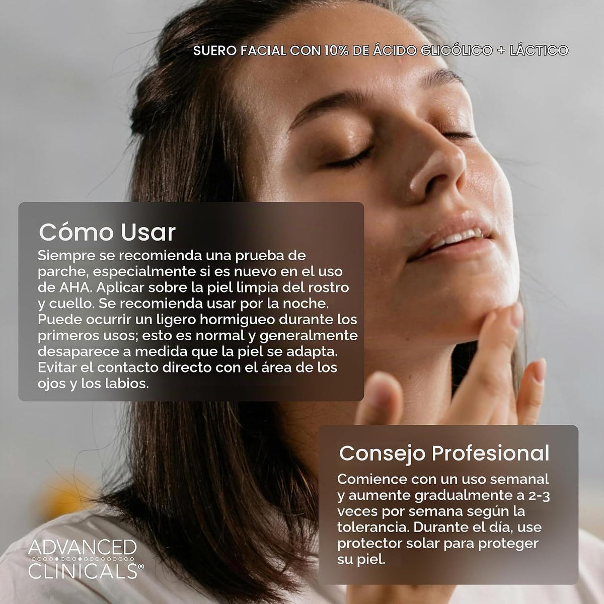 Advanced Clinicals - Suero exfoliante con ácido glicólico al 10% pa...