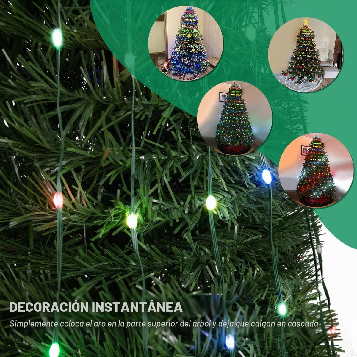 Luces LED inteligentes de cadena para árbol de Navidad con aplicaci...
