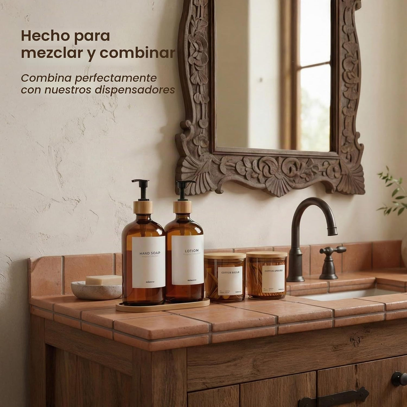 MaisoNovo Recipientes de vidrio para baño con tapas (hermético), so...