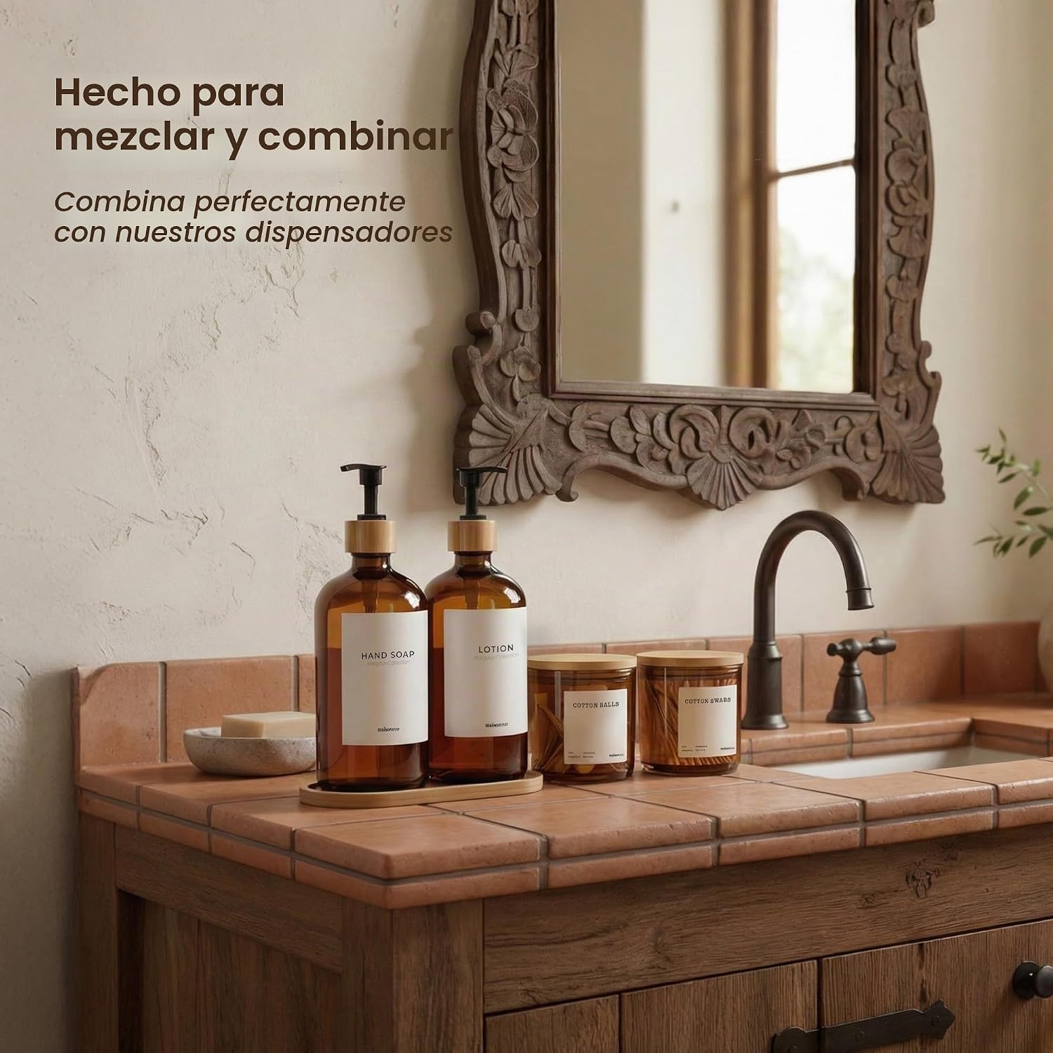 MaisoNovo Recipientes de vidrio para baño con tapas (hermético), so...