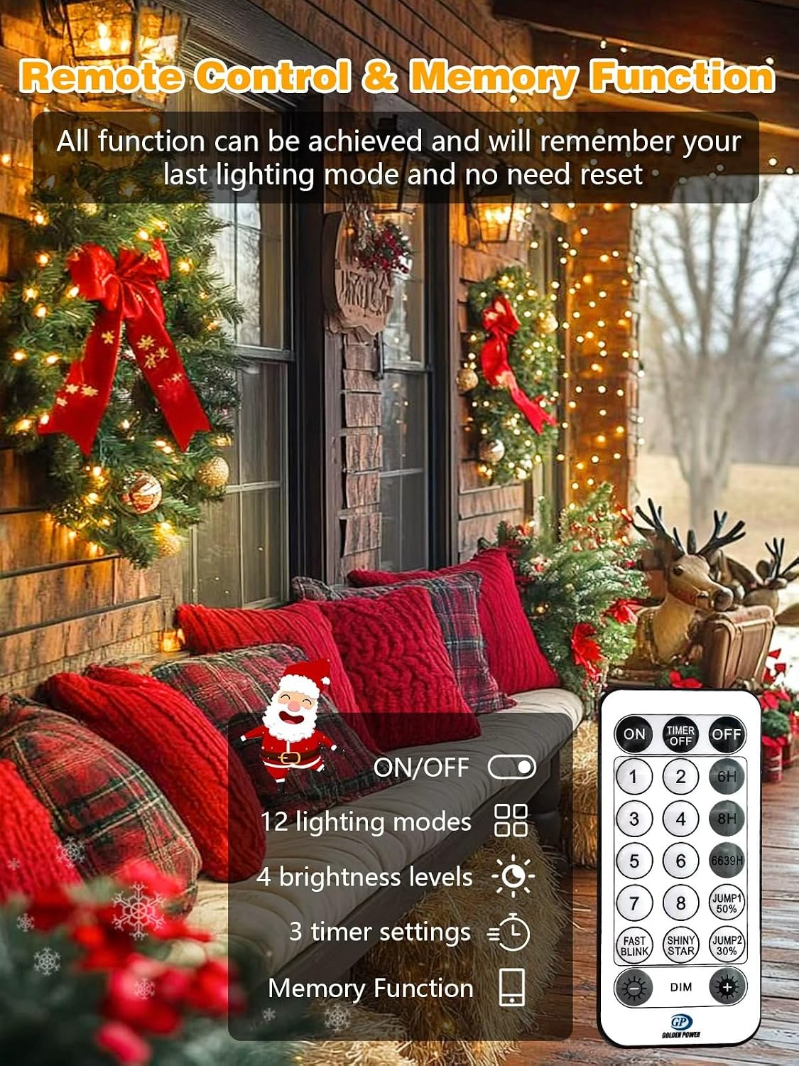 Guirnalda de luces navideñas de 400 LED, 132 pies, controladas por...