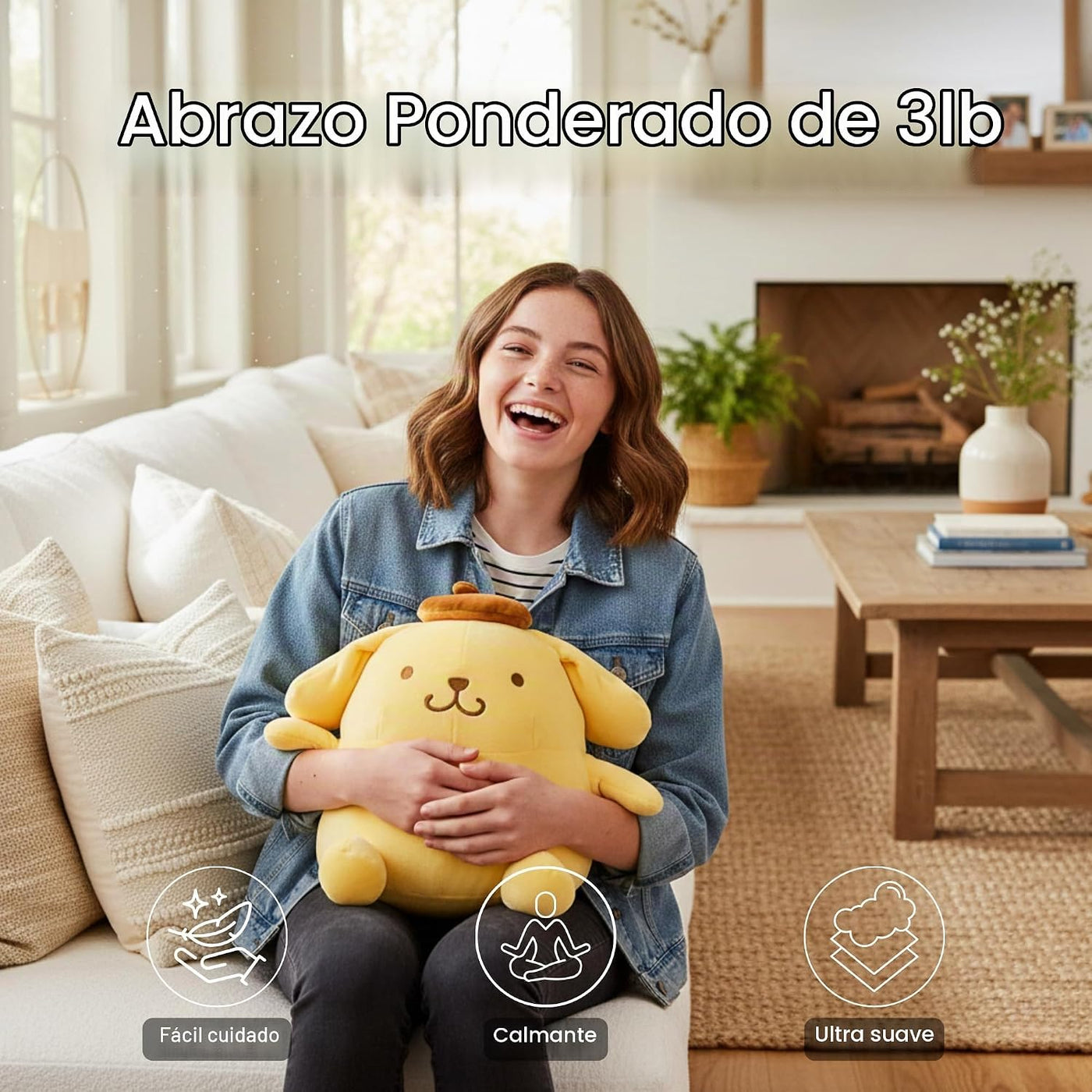 Franco Calm - Almohada con peso de Pompompurin, felpa suave y acoge...