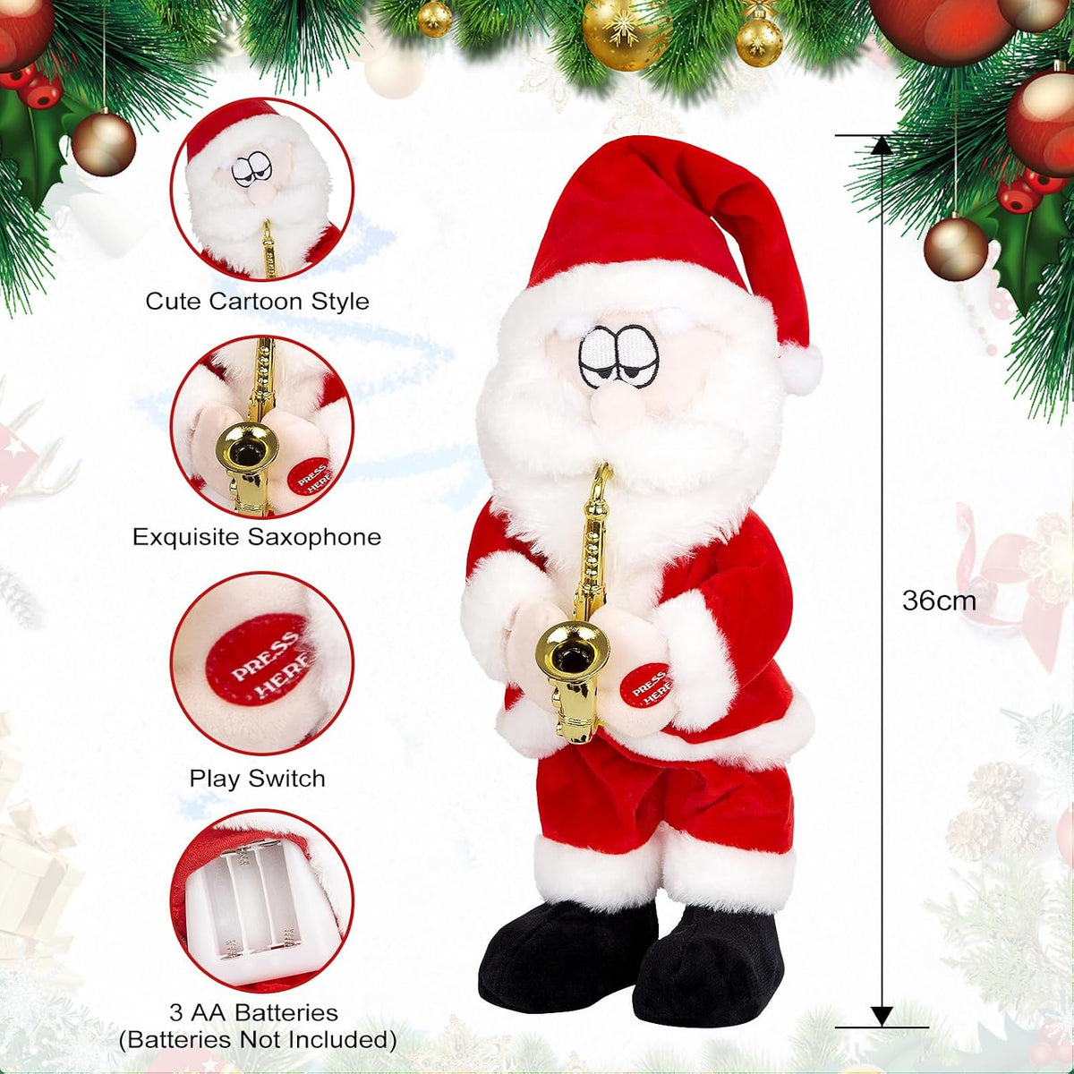 Cantando Bailar y Saxofón Tocando Santa Claus, Animatronics Navidad...
