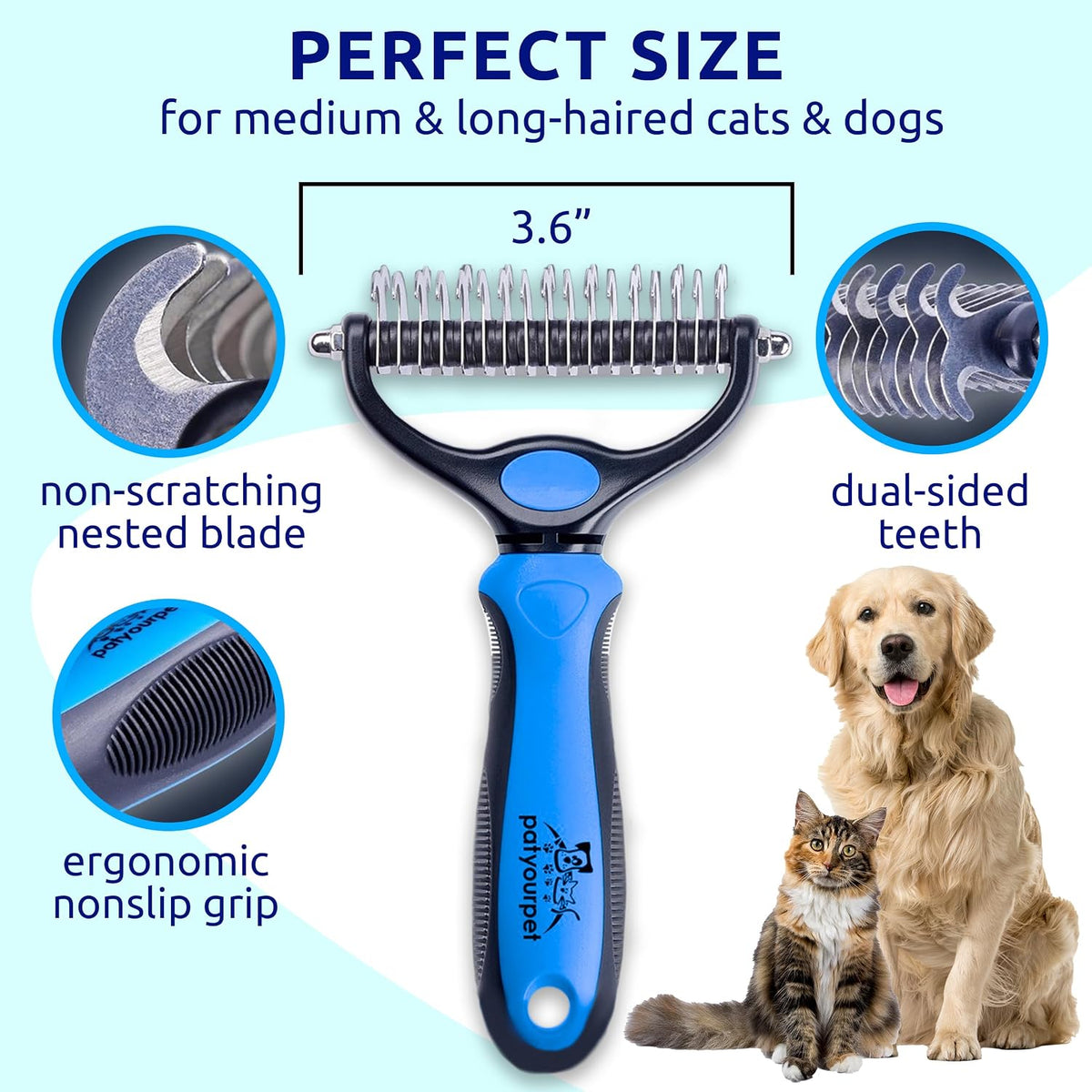 Pat Your Pet Combo de cepillo de deshedding y peine de metal | Cepi...