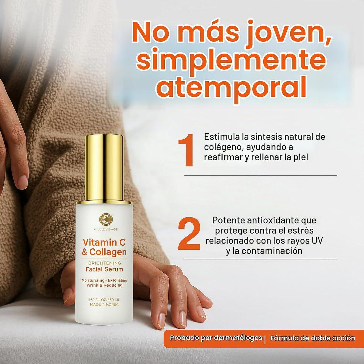 Clear Visage Suero de vitamina C para la cara con colágeno, probado...