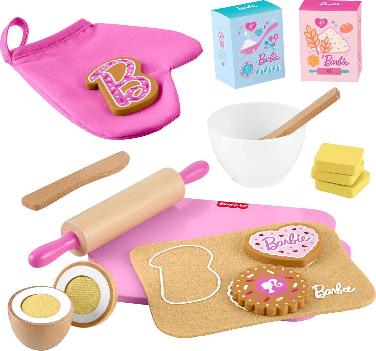 Fisher-Price Juego de hornear galletas Barbie de madera | 17 piezas...