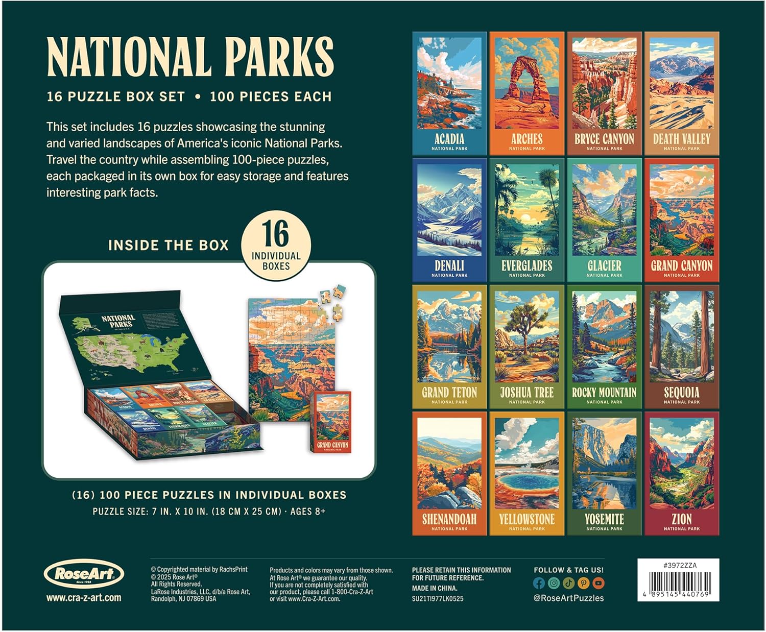 RoseArt - Juego de caja de rompecabezas de parques nacionales - 16...