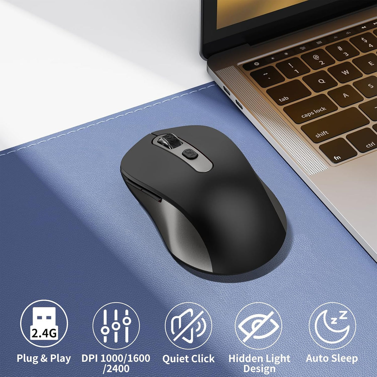 Mouse inalámbrico para laptop, PC, Chromebook, Mac, MacBook, mouse...