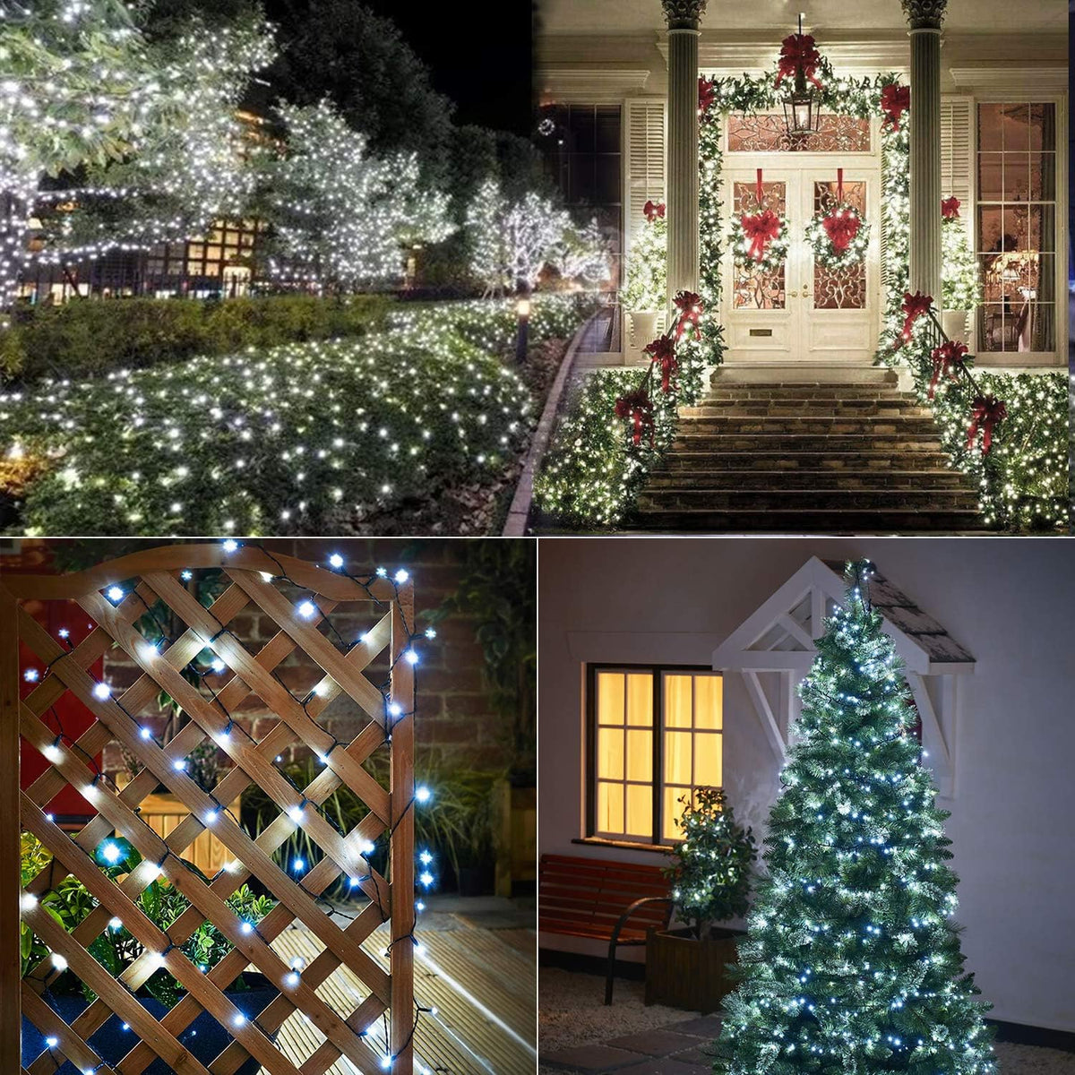 Brizled Luces navideñas blancas para exteriores, mini cadena de luc...