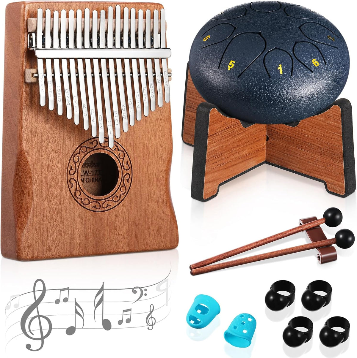 Resholder Tambor de lluvia para jardín exterior, piano de pulgar, K...