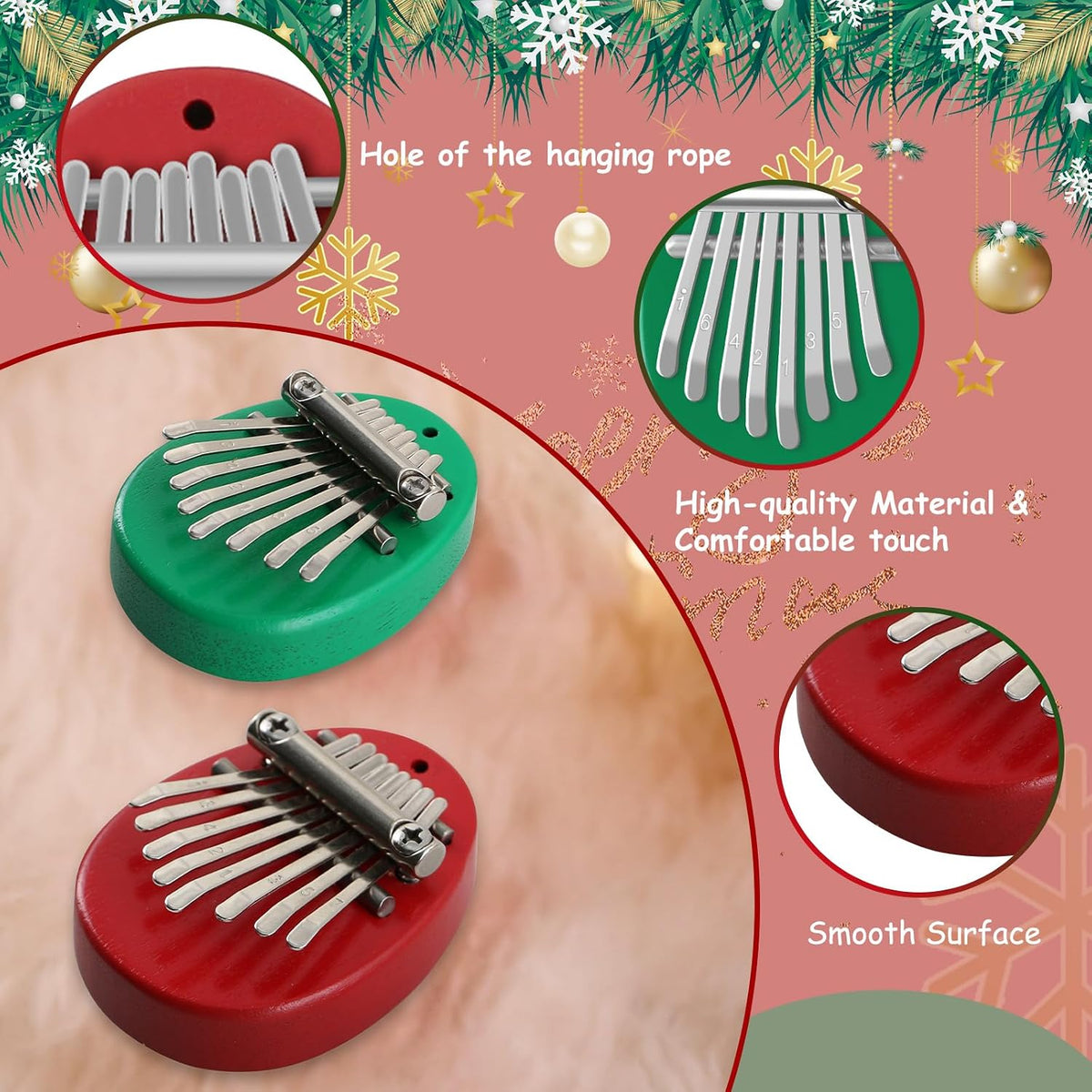 EASTROCK Mini kalimba de 8 teclas, piano de pulgar con colgante acc...