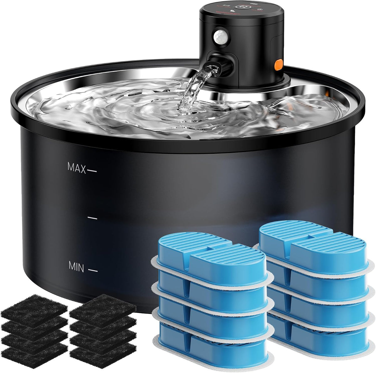Fuente de Agua para Gatos Inalámbrica Sin Cable: 3.2L\/108oz Operad...
