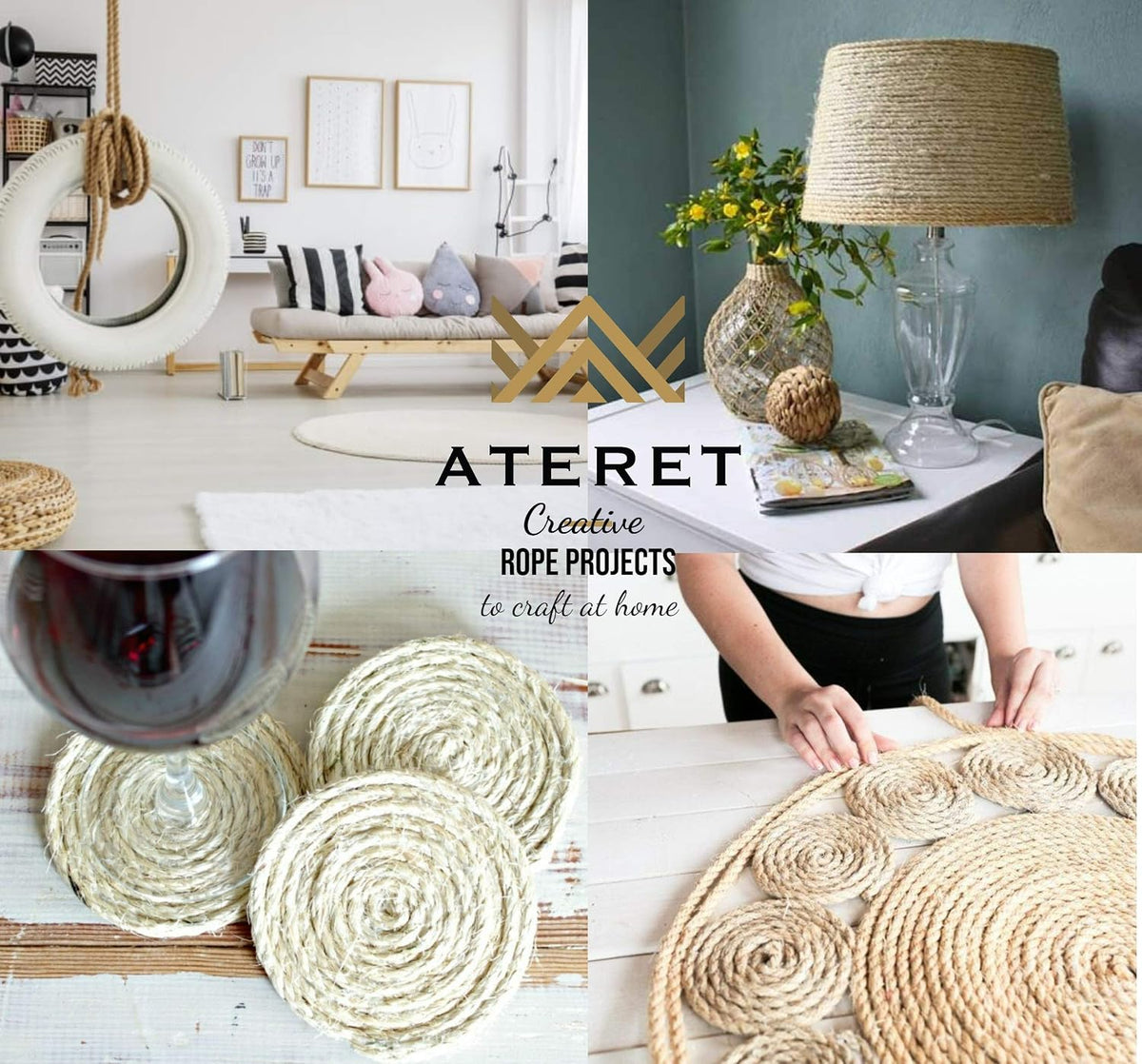 ATERET Cuerda de sisal de fibra natural de 3\/8 pulgadas por 100 pi...