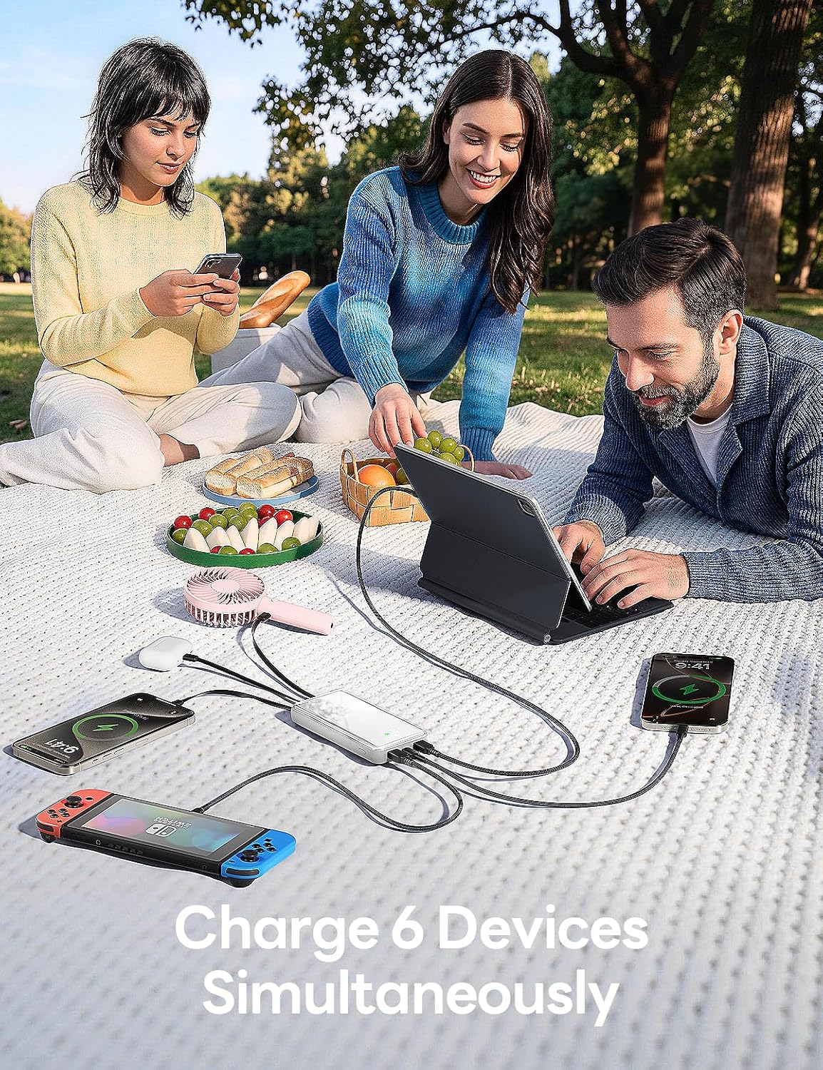 Cargador portátil 50000mAh, 4 cables incorporados,Banco de energía...