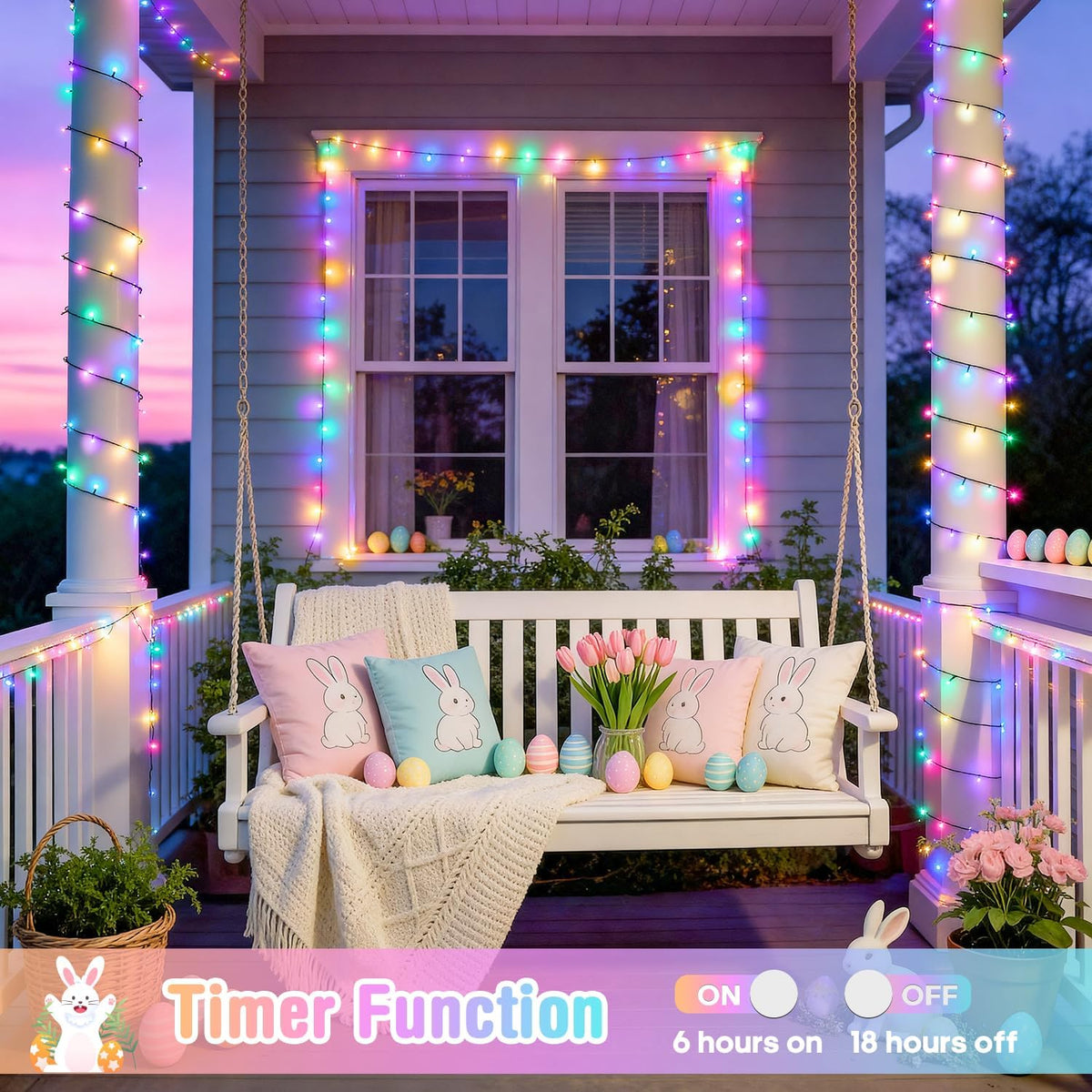 JMEXSUSS 250 luces LED de Pascua para interiores y exteriores, tira...