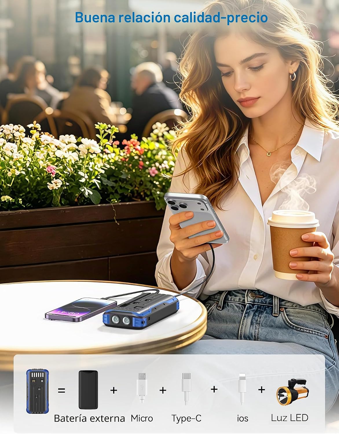 SOXONO Cargador solar portátil de carga rápida del banco 40000mAh P...