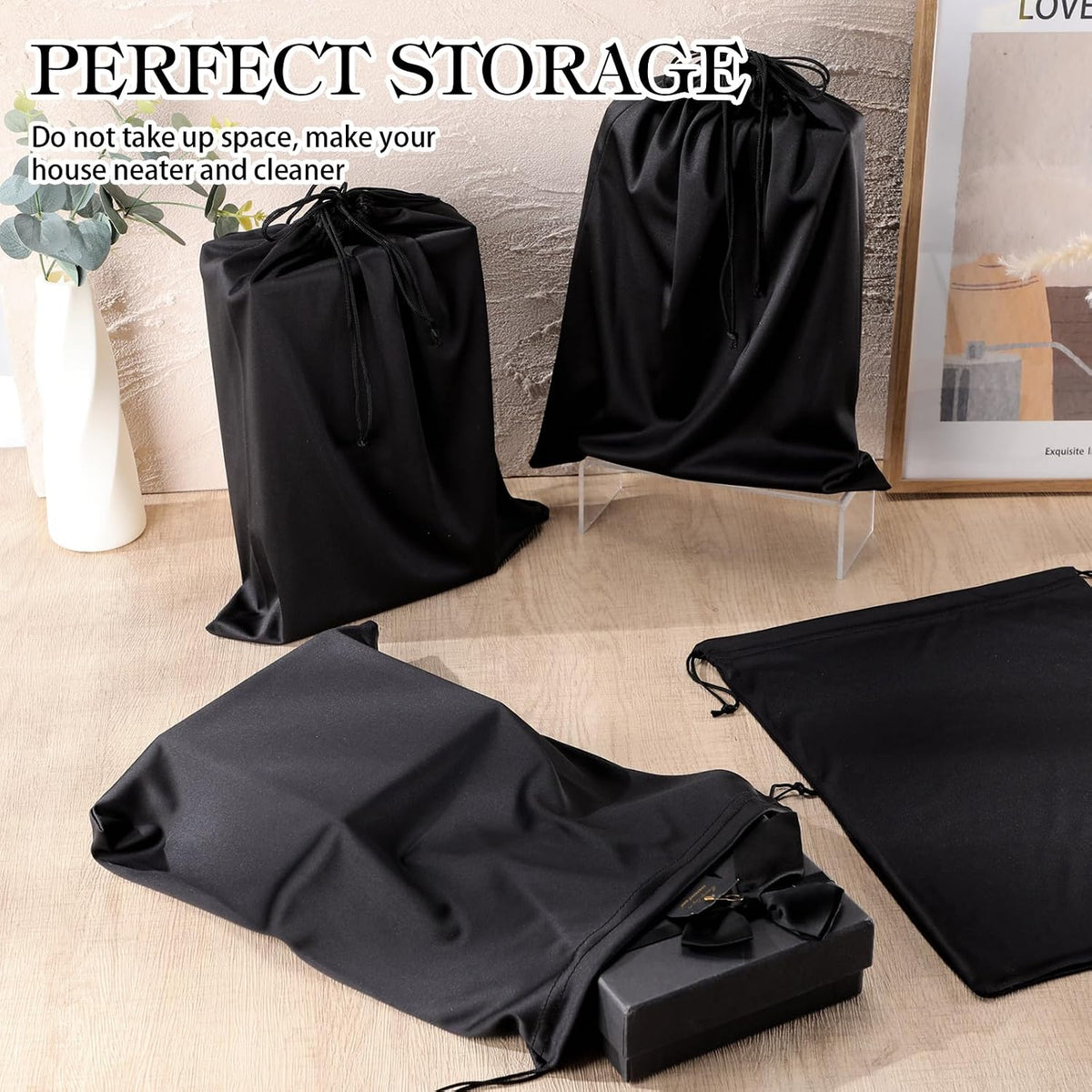 Weewooday - 12 bolsas de satén negro para juguetes para adultos, bo...