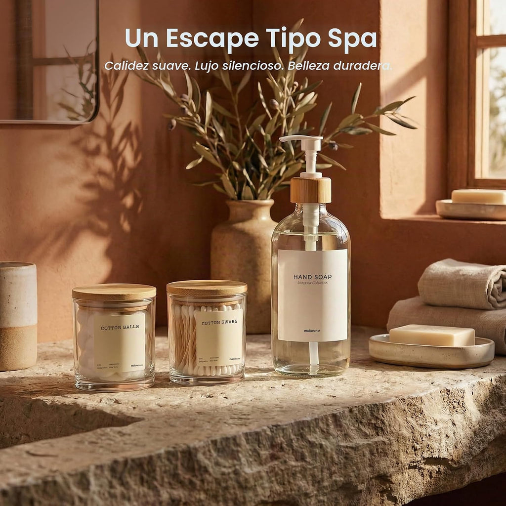 MaisoNovo Recipientes de baño de vidrio con tapas (hermético), sopo...