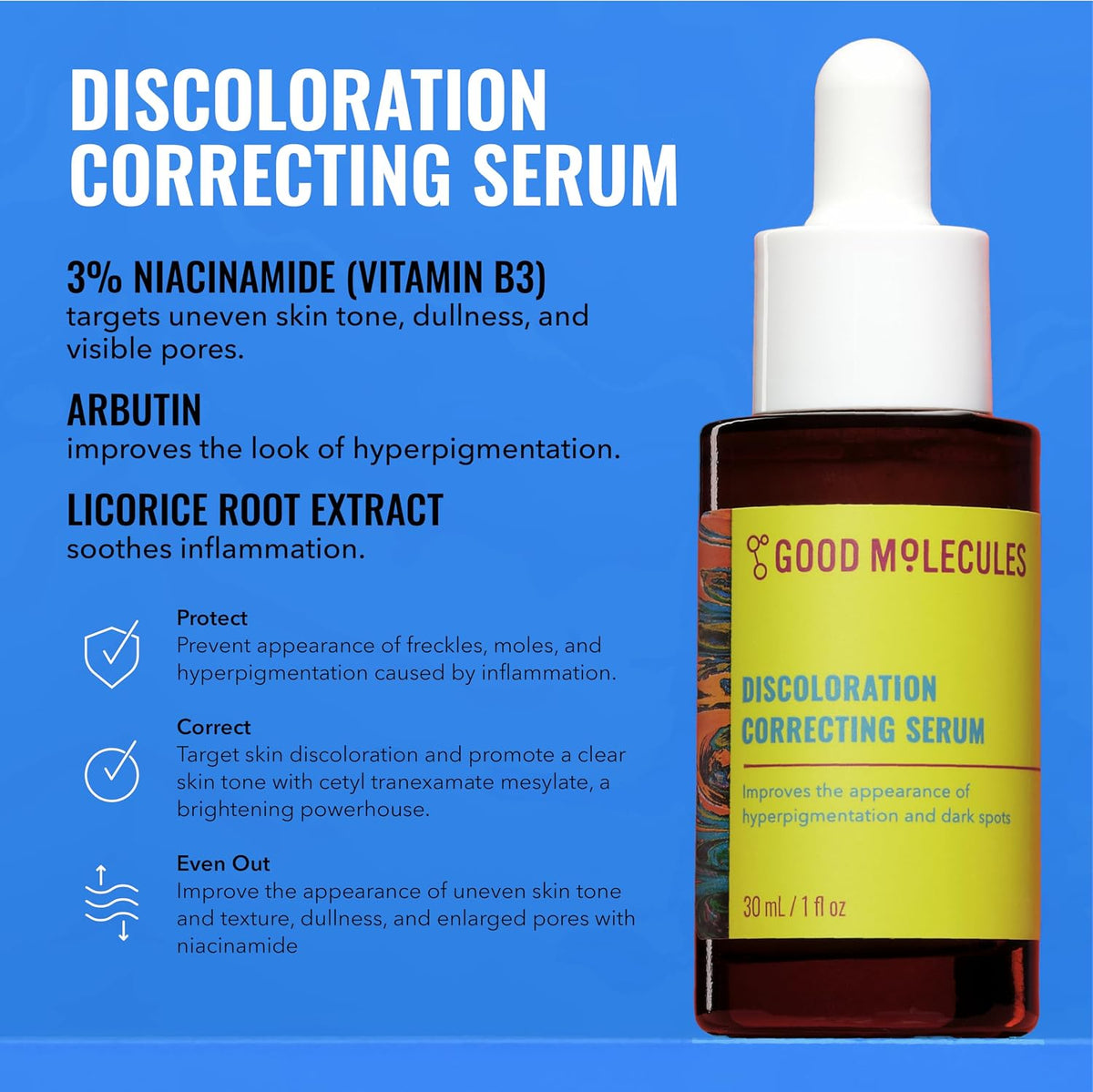 Good Molecules Brightening Skin Care Set, suero de decoloración y d...