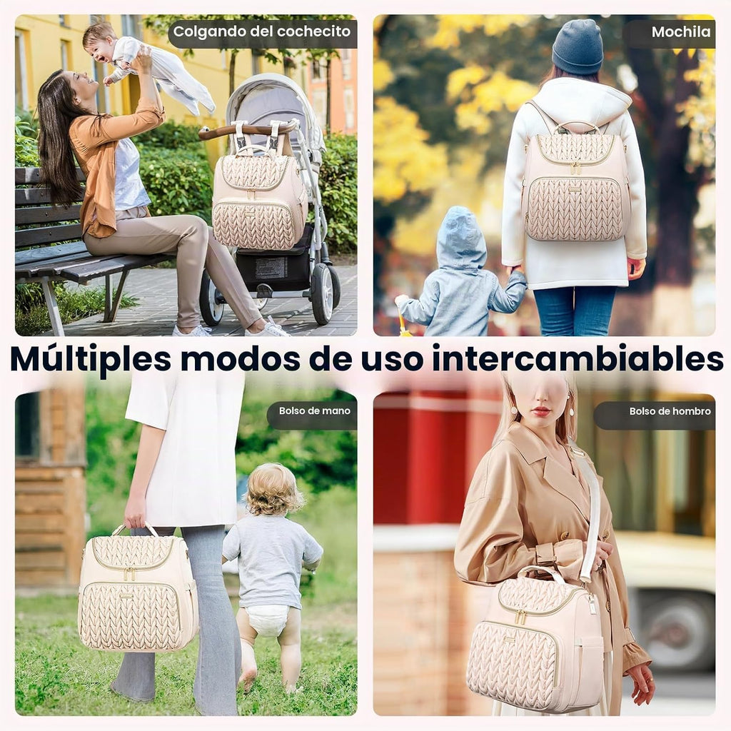 Tealari Mochila de pañales convertible 4 en 1, bolsa de pañales imp...