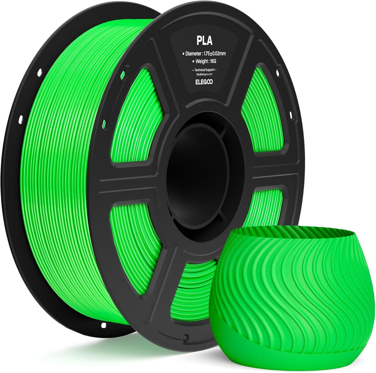 ELEGOO Filamento PLA 1.75mm Verde Neón 1KG, Filamento para Impresor...
