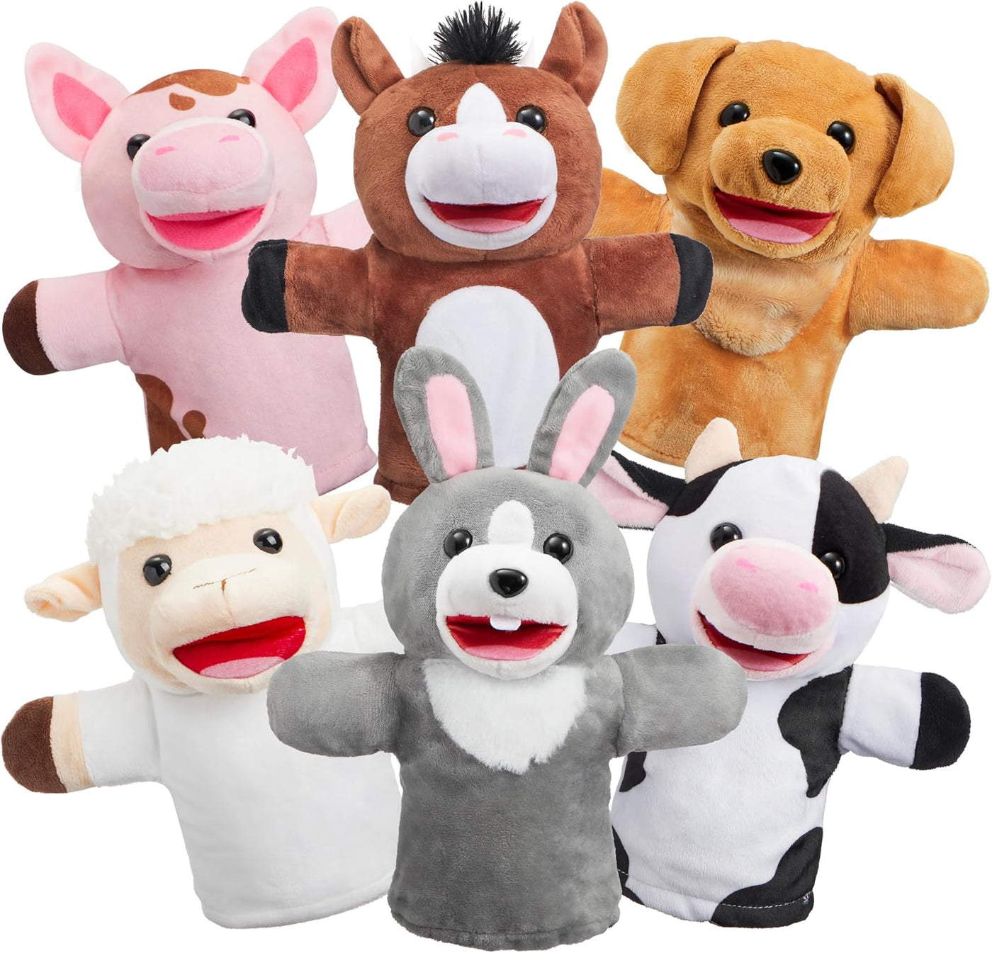 JOYIN Juego de 6 marionetas de mano para niños con boca funcional,...