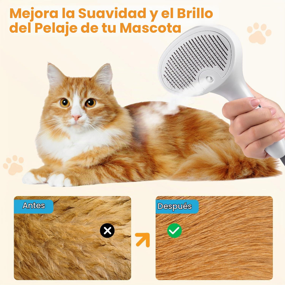 Cepillo de vapor para mascotas para perros y gatos, 4 en 1, cepillo...