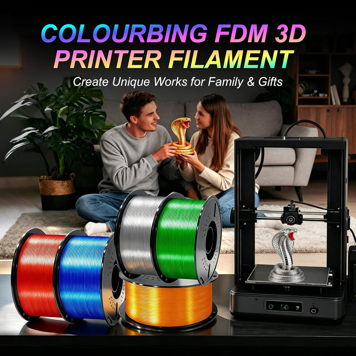 Colourbing Filamento de impresora 3D PLA+ de seda preseca de 0.069...