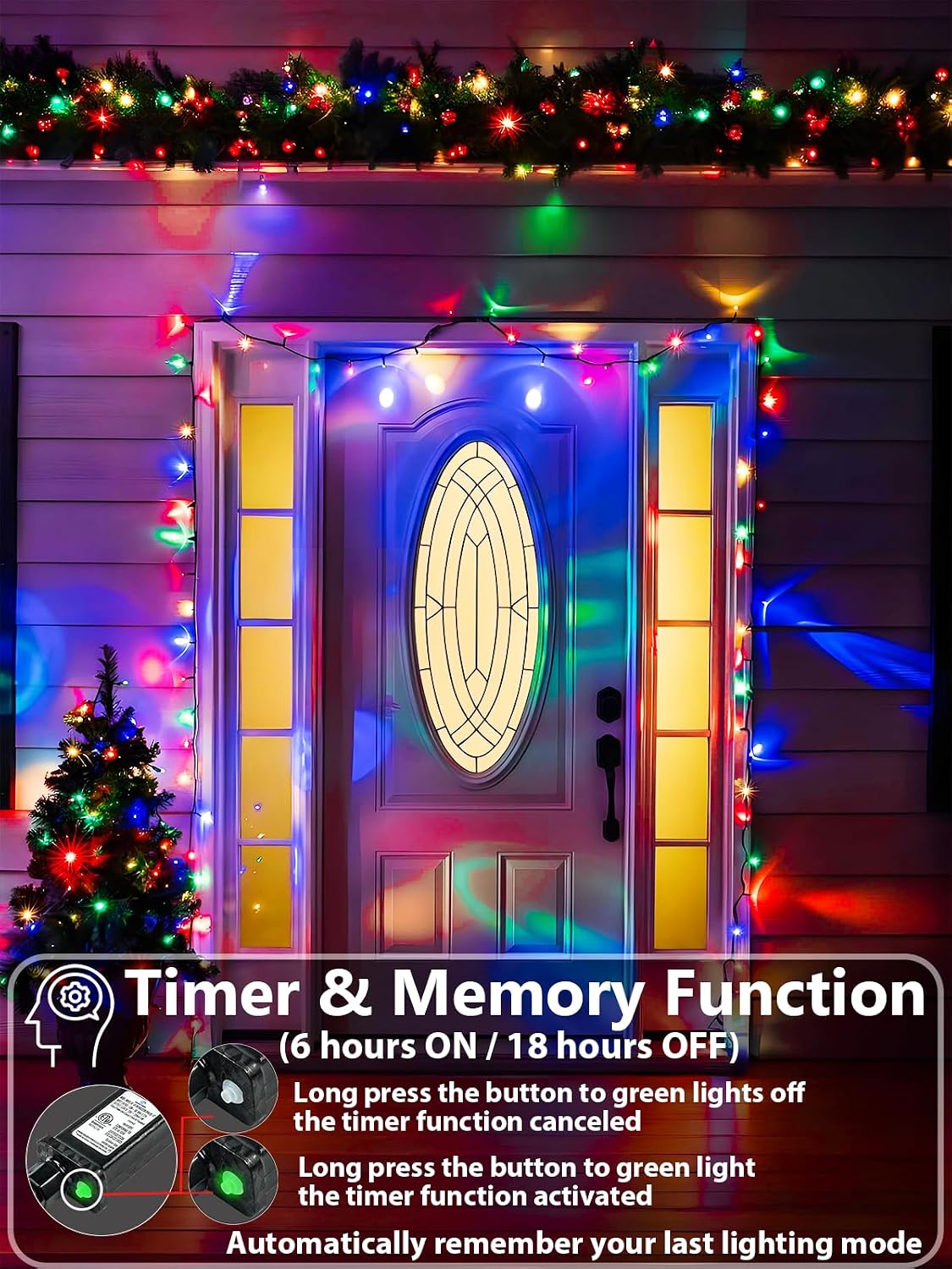 Guirnalda de 1000 luces LED multicolor, interior, exterior, cable v...