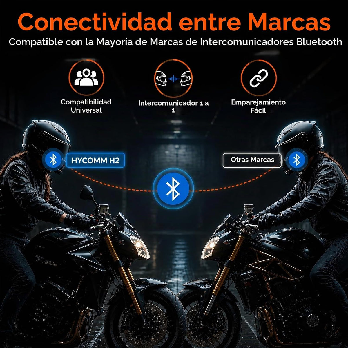 HYCOMM H2 - Auriculares Bluetooth para motocicleta, intercomunicado...