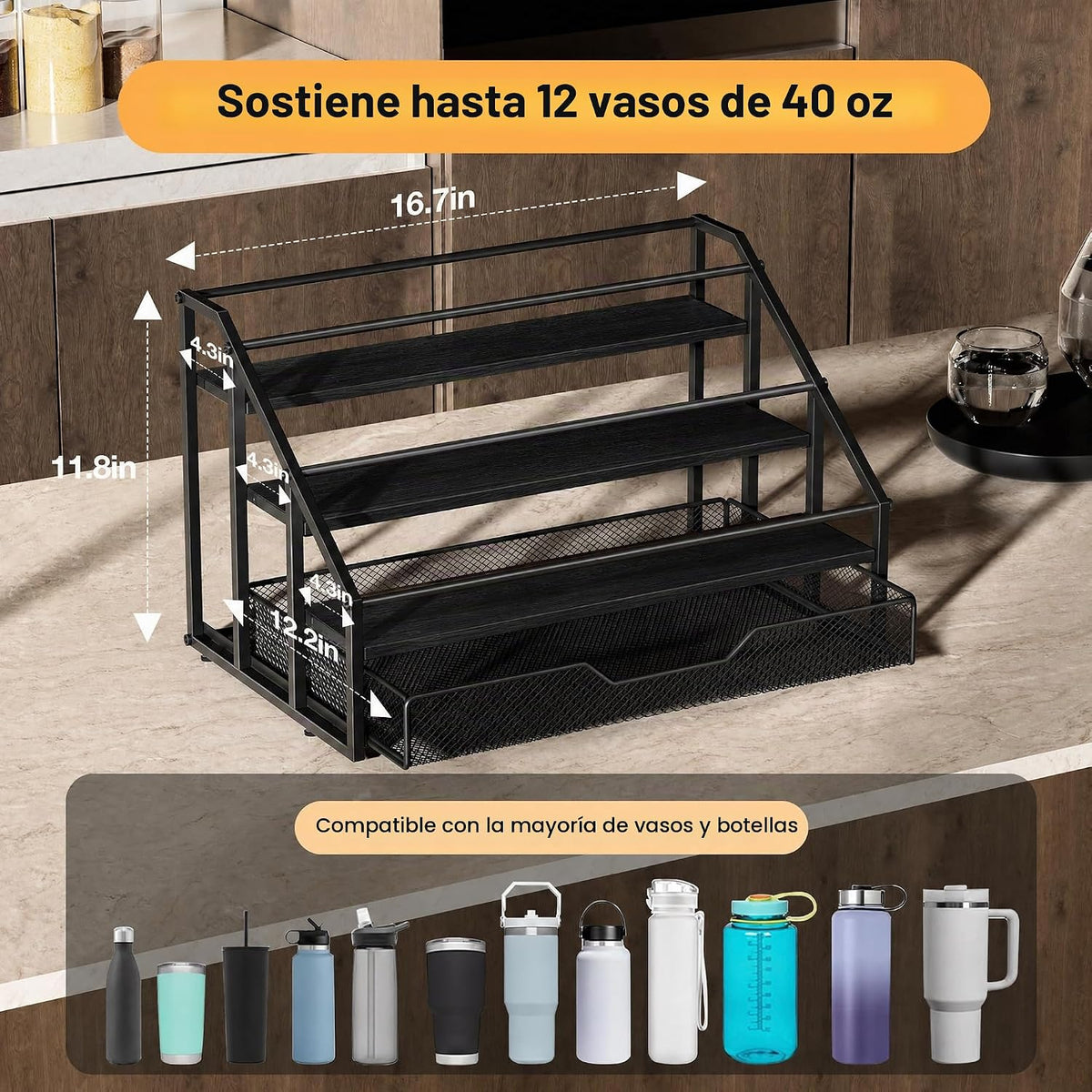 MOJOHAND Stanley - Soporte para tazas de 4 niveles, organizador de...