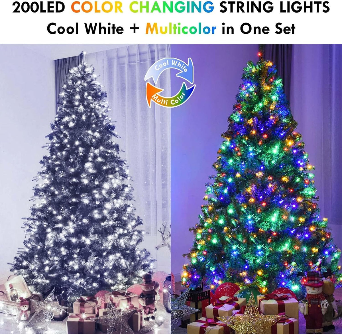 Cadena de 100 luces LED conectables, luces de Navidad de 33 pies pa...