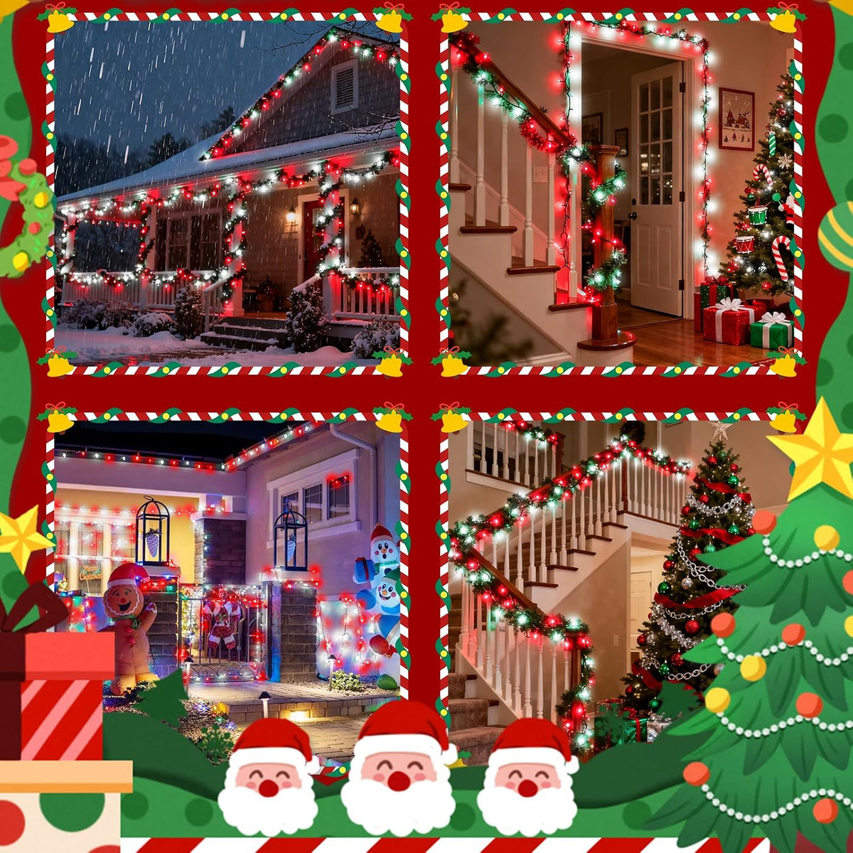 Tira de luces de Navidad con control por voz, 88 pies, 240 LED, con...
