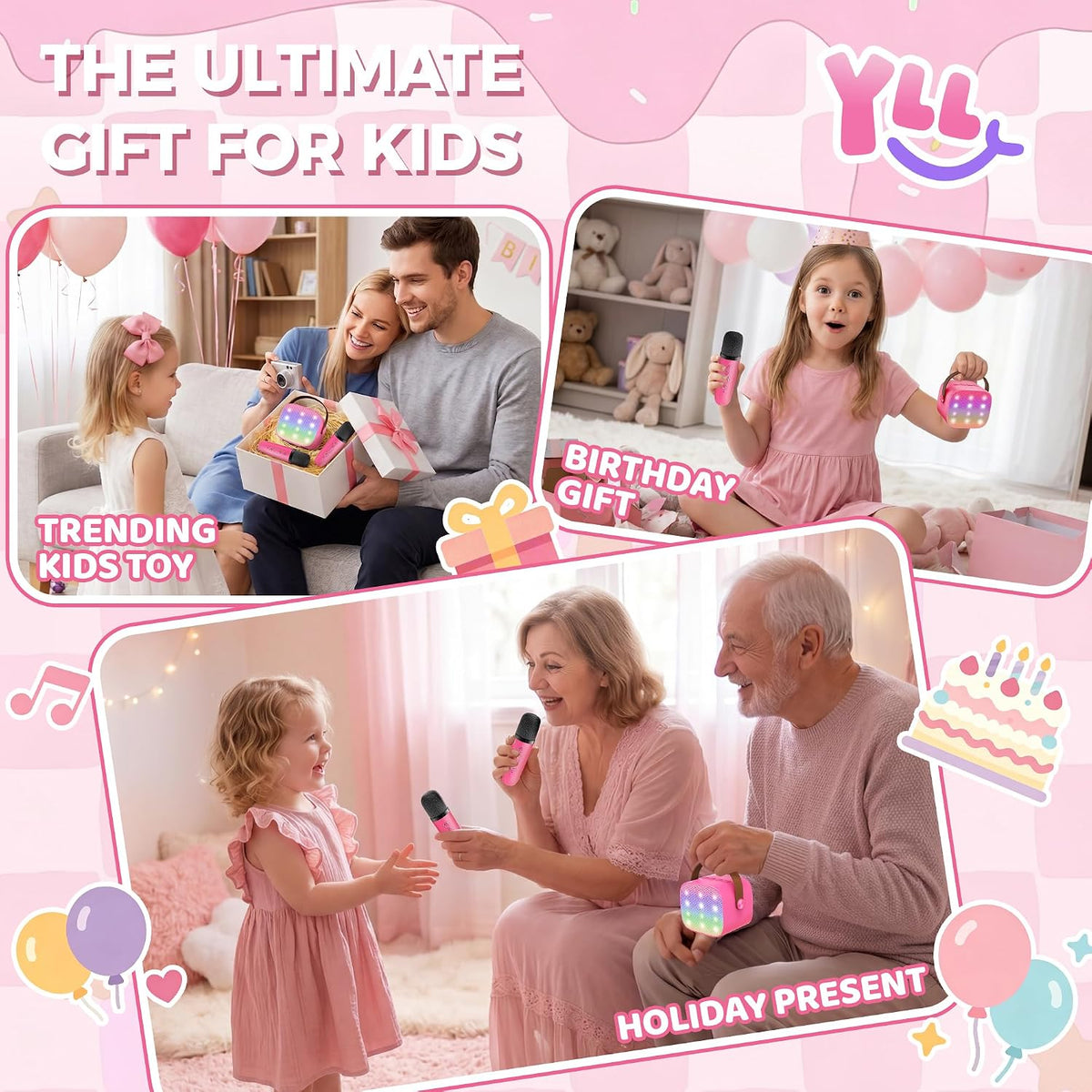 YLL Mini máquina de karaoke para niños, regalos de cumpleaños de ju...