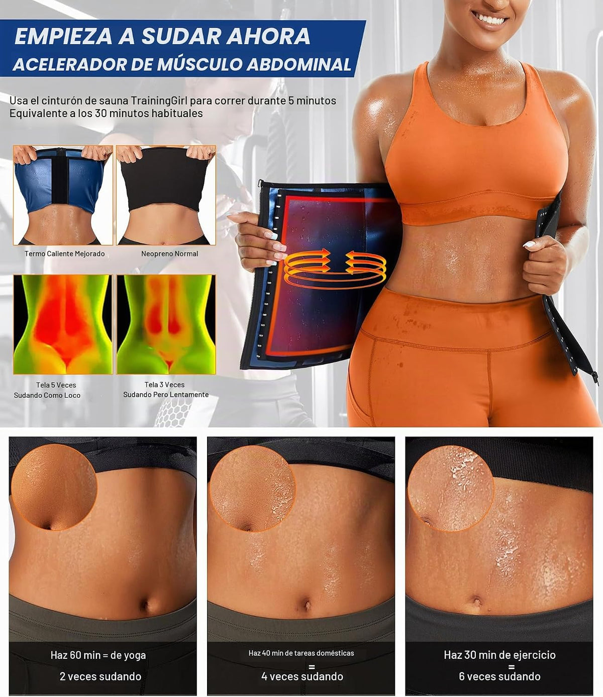TrainingGirl Entrenador de cintura para mujer, faja reductora de su...