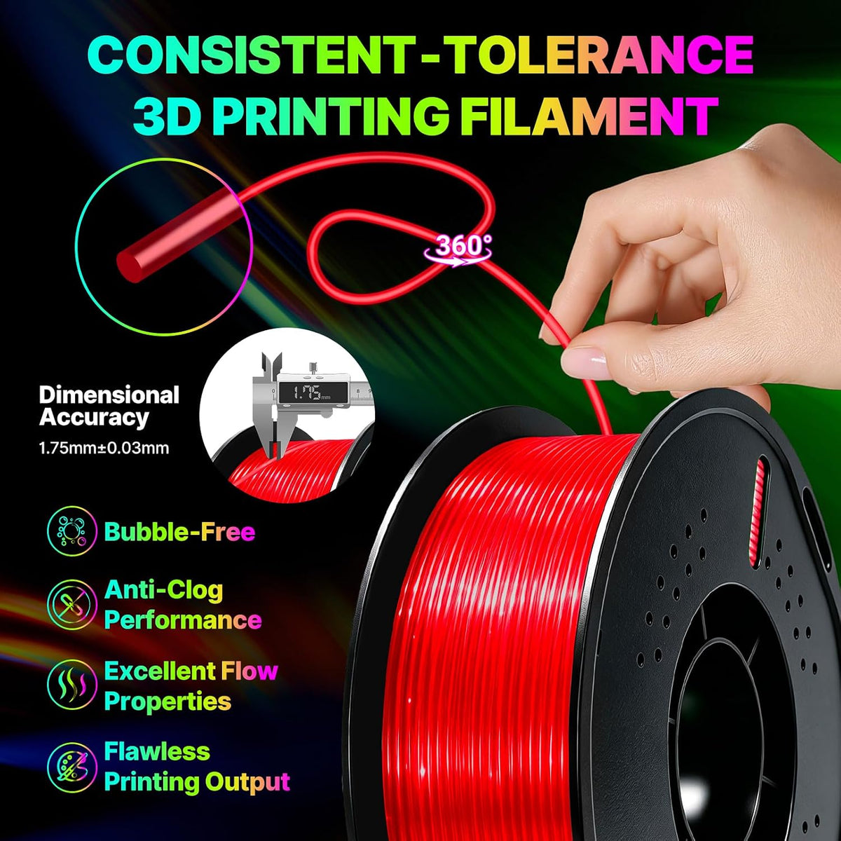 Colourbing Filamento flexible de TPU 95A para impresora 3D, suave y...