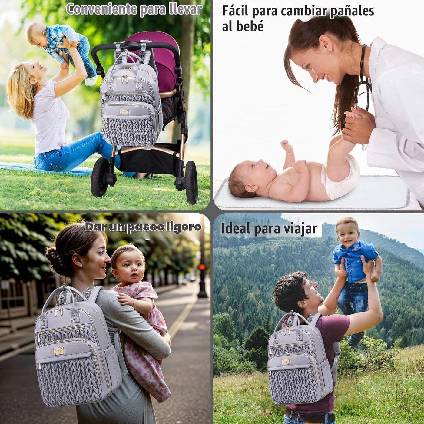 Tealari Mochila para pañales, elegante bolsa de pañales para bebé,...