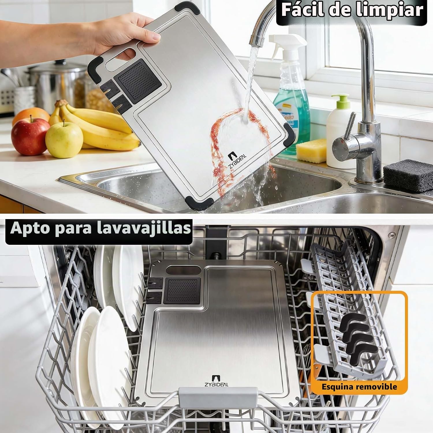 ZYBIDEAL Juego de 3 tablas de cortar de titanio premium, tabla de c...