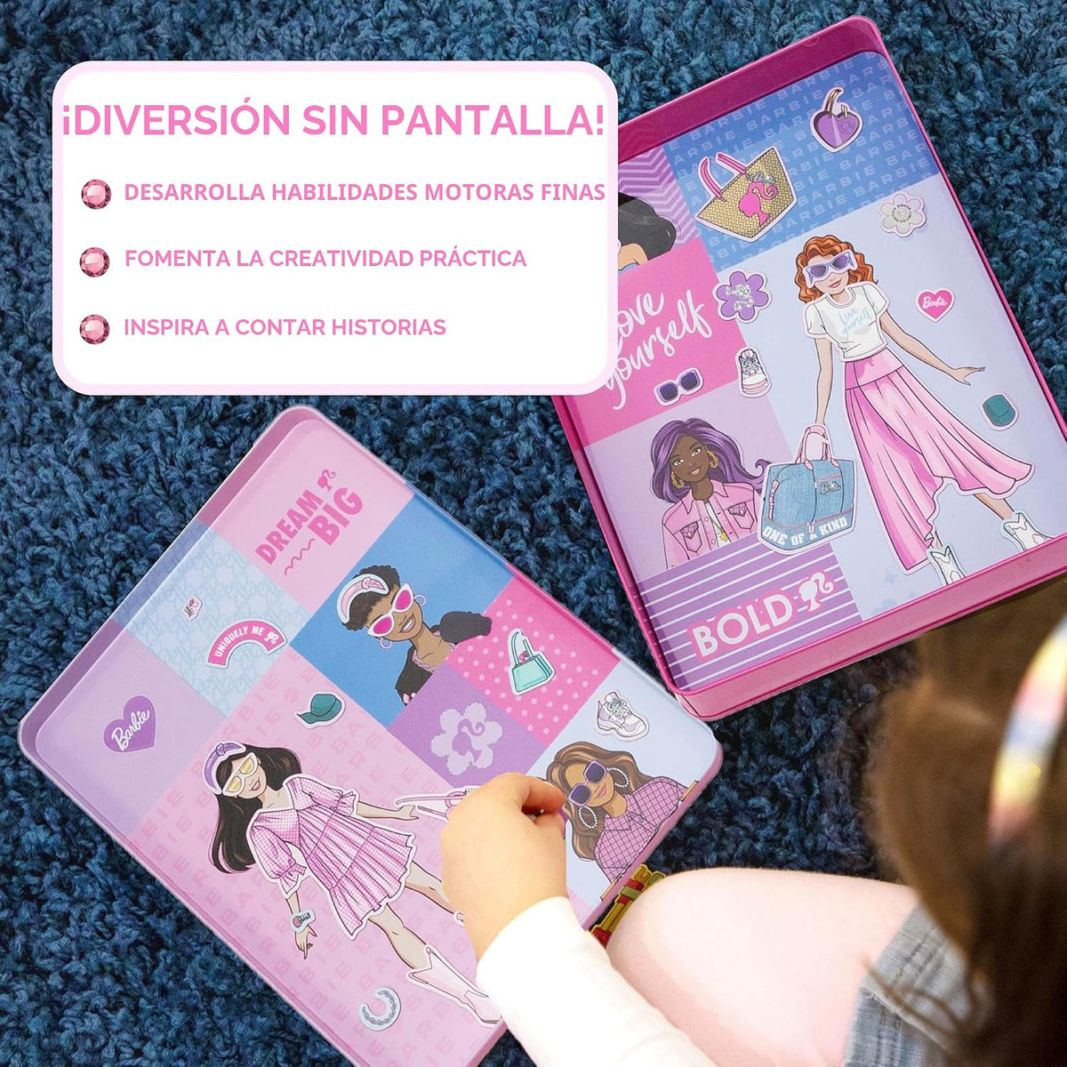 Barbie D.I.Y. Juego magnético de 75 piezas, 3 muñecas magnéticas, m...