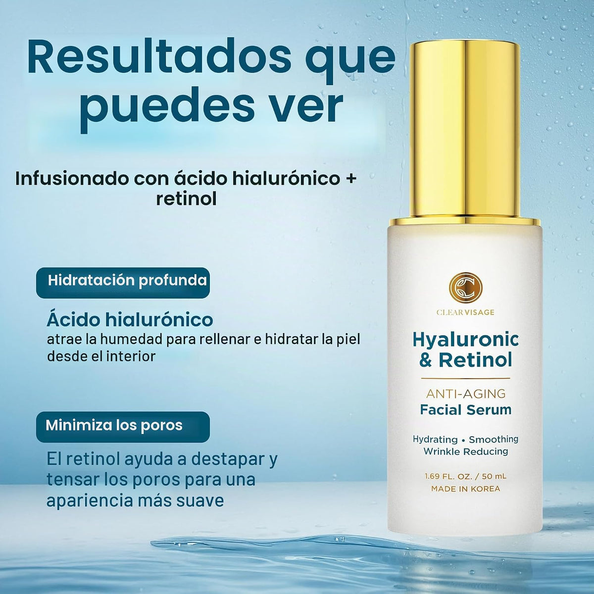 Clear Visage Suero de ácido hialurónico para cara con retinol \u201...