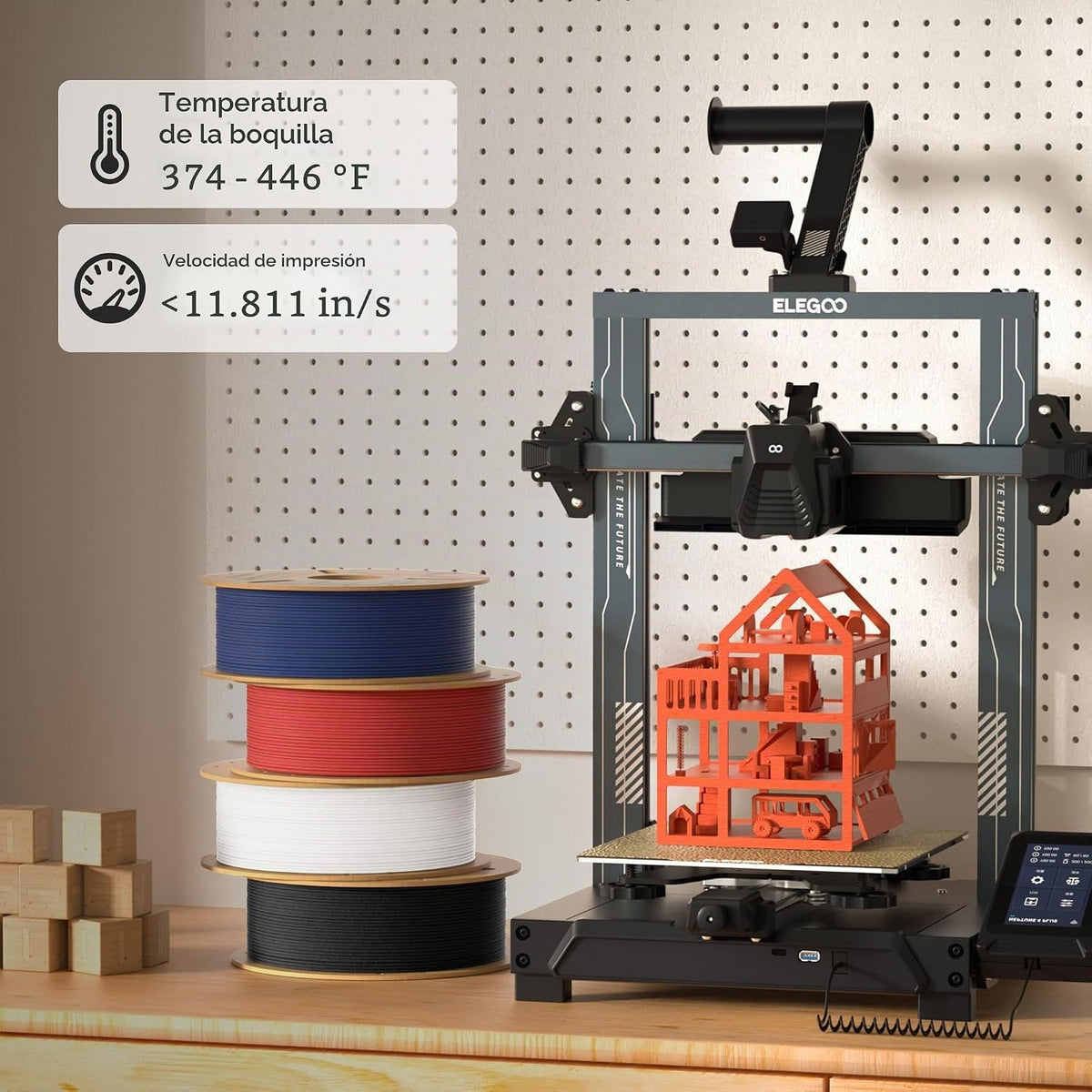 ELEGOO Filamento de impresora 3D PLA mate marrón tierra 2.2 lbs 0.0...