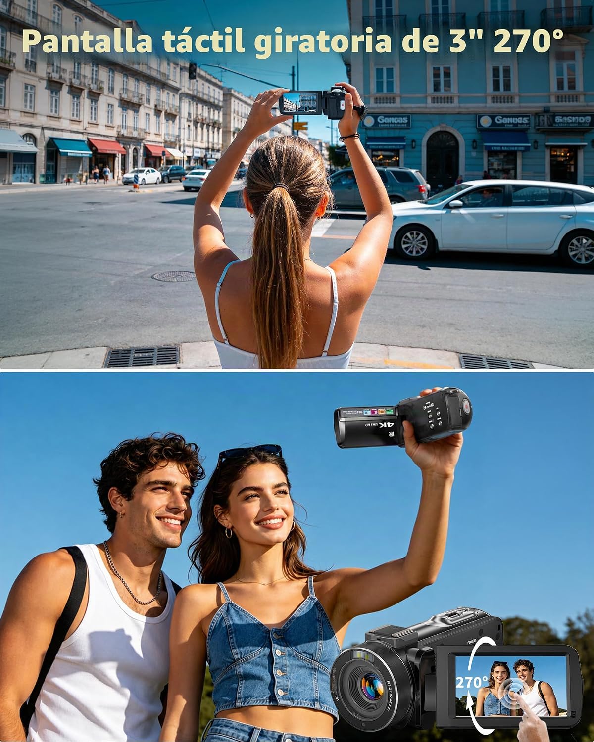Aidzhi Cámara de video 4K Videocámara 96MP UHD Vlogging Cámara para...