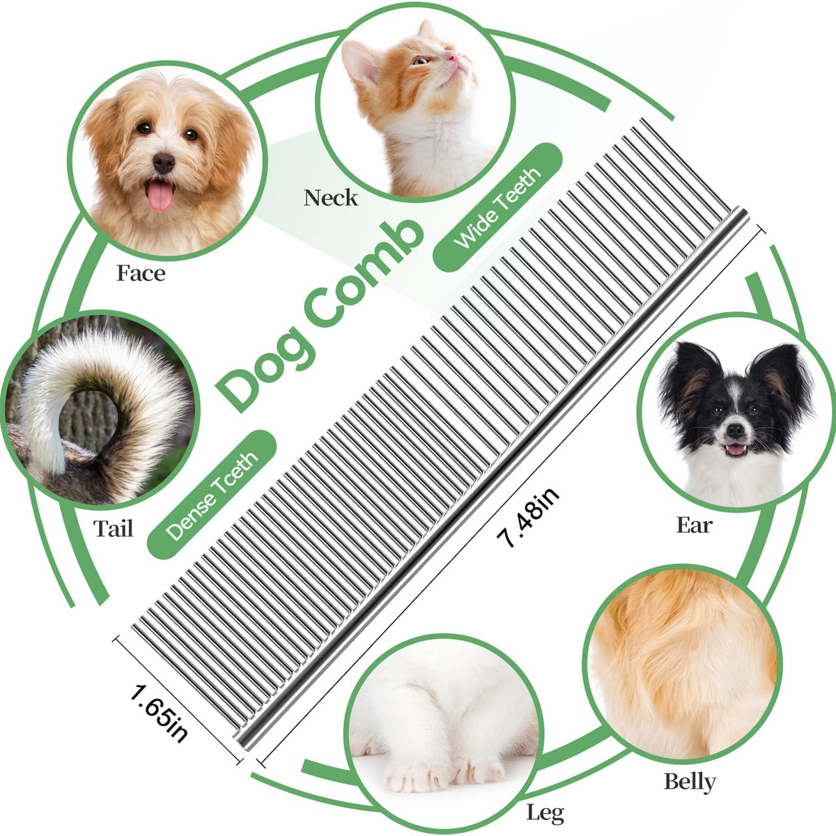 FOR-HI Cepillo para perros y gatos, kit de aseo para mascotas, 4 pi...