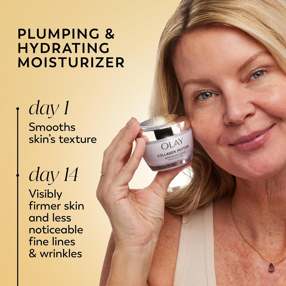 Olay Hidratante facial con péptido de colágeno, crema reafirmante p...