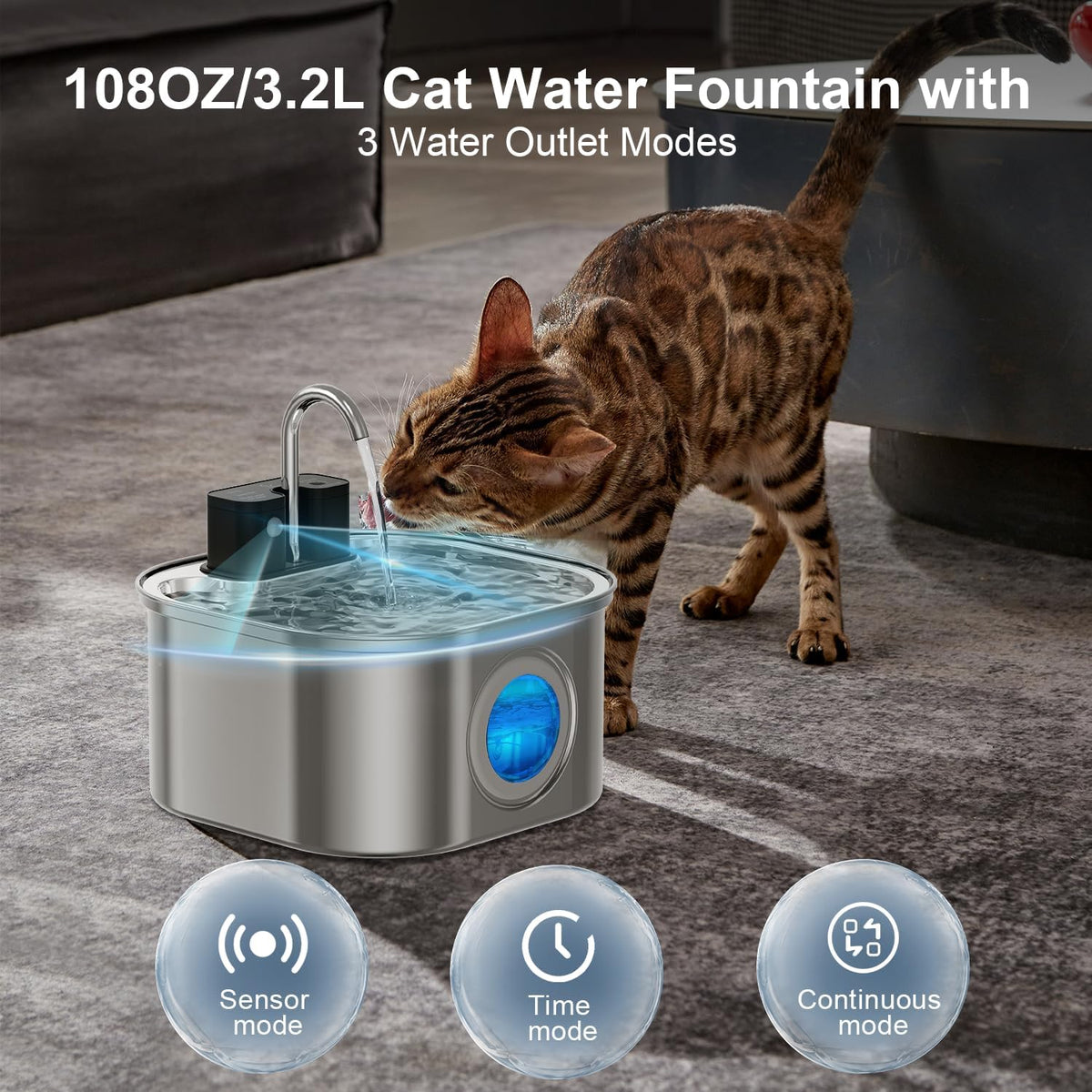 Fuente de agua inalámbrica para gatos con 6 filtros + 6 esponjas, [...