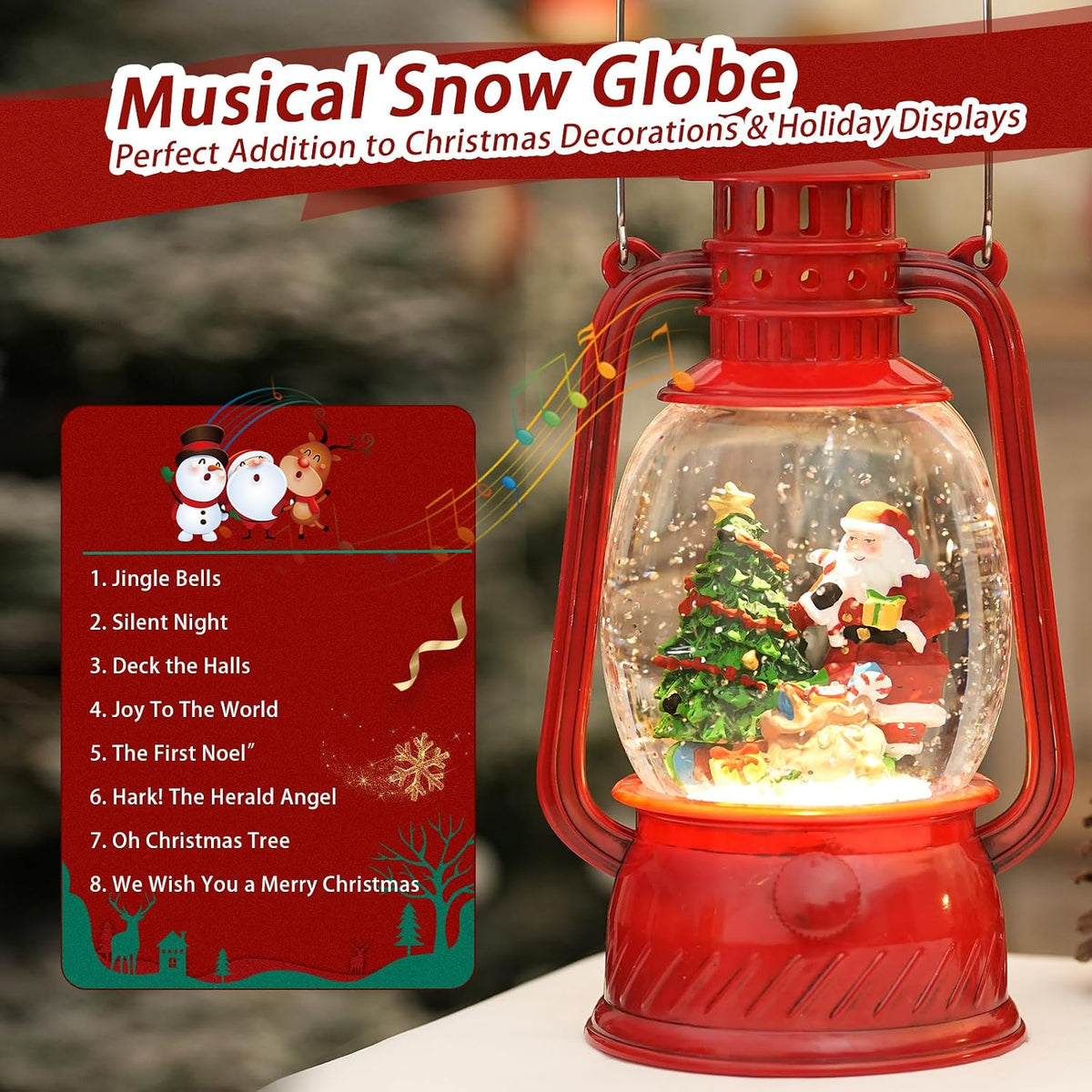 Globo de nieve de Navidad para decoración interior, linterna musica...
